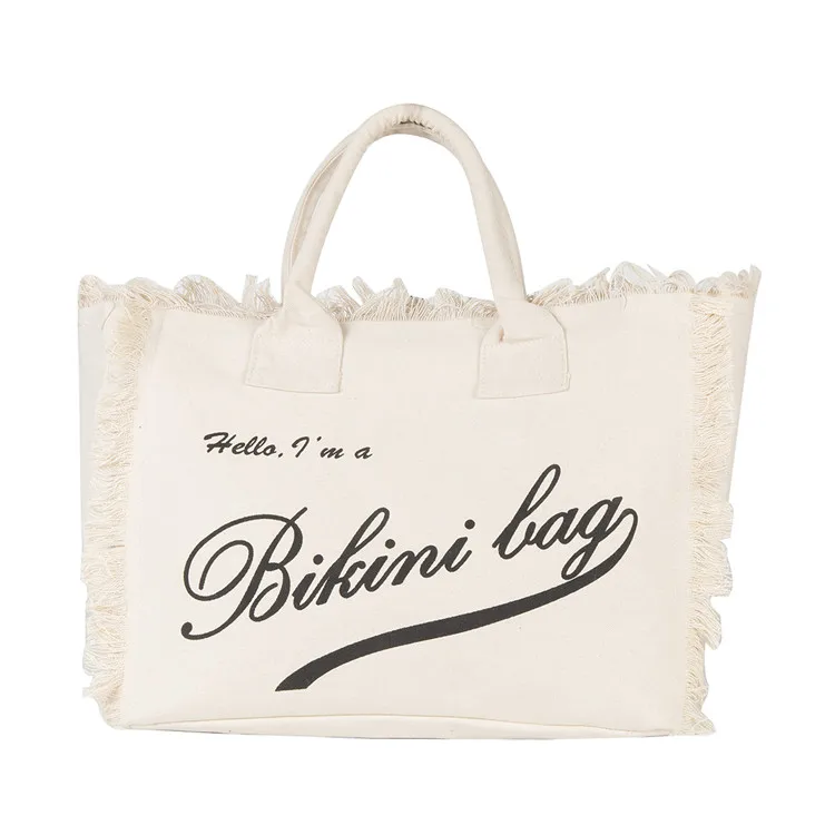 

wholesale 2020 Factory Supply Italian style High Quality Canvas Bag Tassel Handbag Fringe bag Beach For Woman