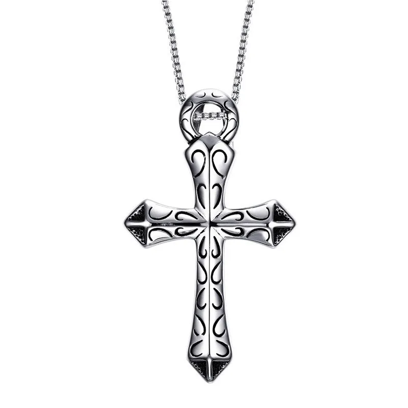 

Necklace men's Korean version of domineering pattern cross hip hop pendant hipster jewelry creative student hanging accessories