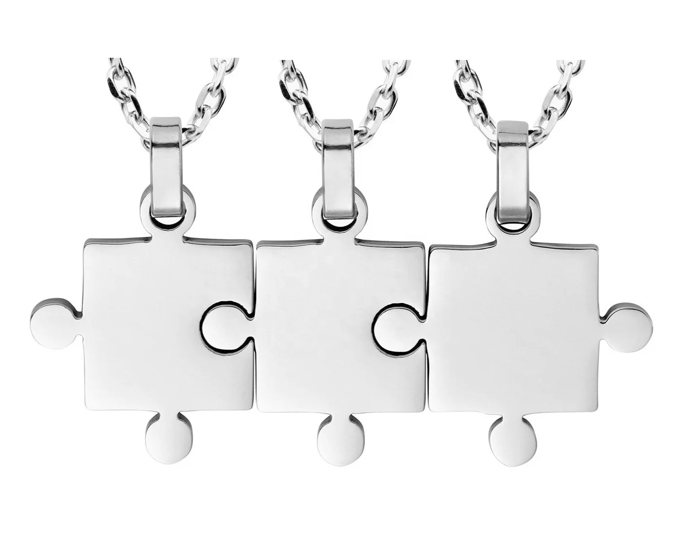 

Silver Stainless Steel Puzzle Matching Couple Necklace Best Friend Friendship Pendant Mens Womens Classical Jewelry