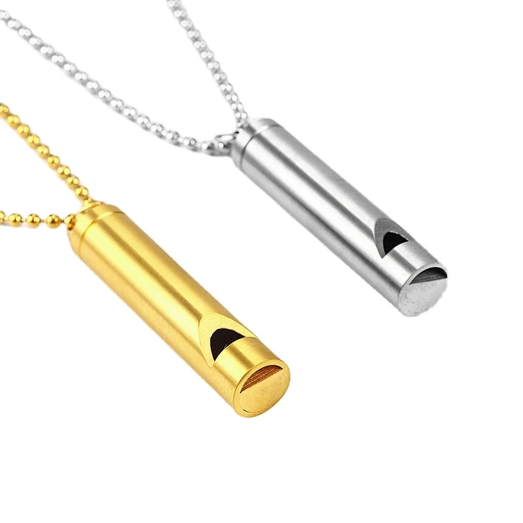 

Personalized Hip Hop Jewelry Titanium Steel Meditation Breathing Anti Anxiety Whistle Necklace