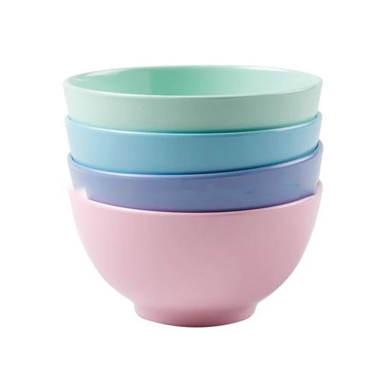 

High Quality Chinese Candy Color Round Melamine Plastic Small Soup Rice Bowl