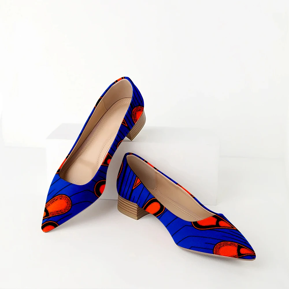 

African Women Shoes Fashion Elegant Ladies Square Heel Shoes Ankara Design, As pics