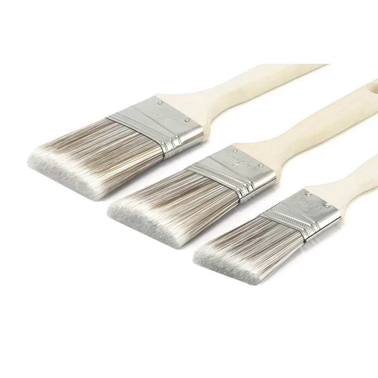 5 Sizes Angle Paint Brush With Wooden Handle Tapered Metal Ferrule For