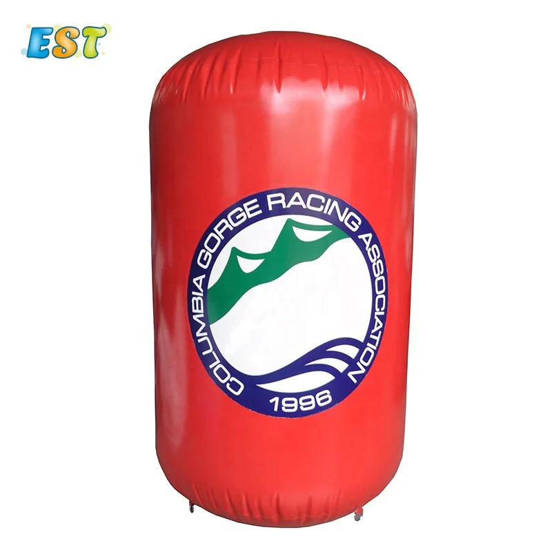 

Factory directly sell pvc inflatable swimming safety buoy air sealed  cylinder buoy with printing, Red,yellow