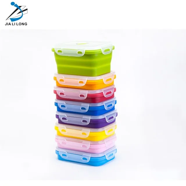 

540ML 100% Food Grade Silicone Microwavable Lunchbox Collapsible bowl Food storage silicone foldable box, Available in all colors