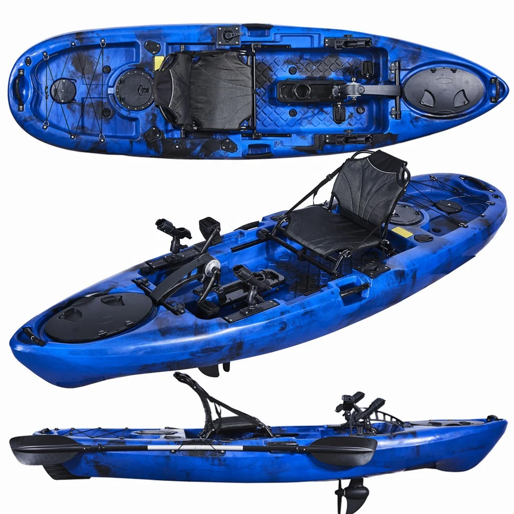 

10ft hands free foot pedal kayak/motor kayak plastic fishing boat kayak sit on, Solid,double or triple mixed,customized