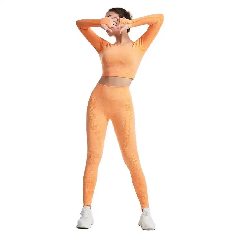 

High waisted tight workout active apparel athletic wear custom women clothing leggings fitness seamless yoga set, Customized color