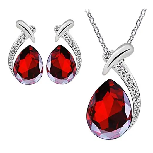 

Crystal Diamond Gemstone Earring Necklace Jewelry Set