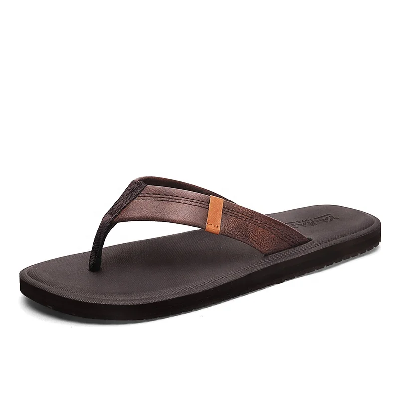 

2020 Handmade Thong Sandals Leather Men OutDoor Slipper Retro Fashion Flip Flops Summer Beach Slippers Flat Feet Ultra Comfort, Brown,black