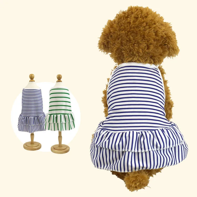

2021 wholesale summer pet dog holiday clothes stripe dog dress