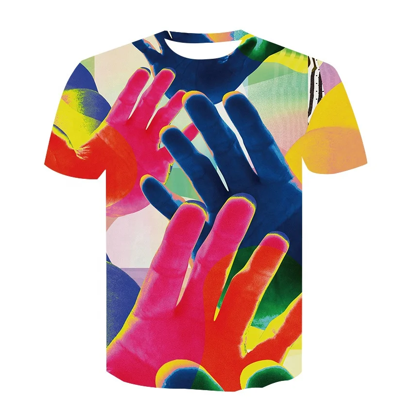 

3D Big Hand Print Short Sleeve T-shirt Tee Summer Fashion Top Personal comfortable men's street fashion clothing, Customized color
