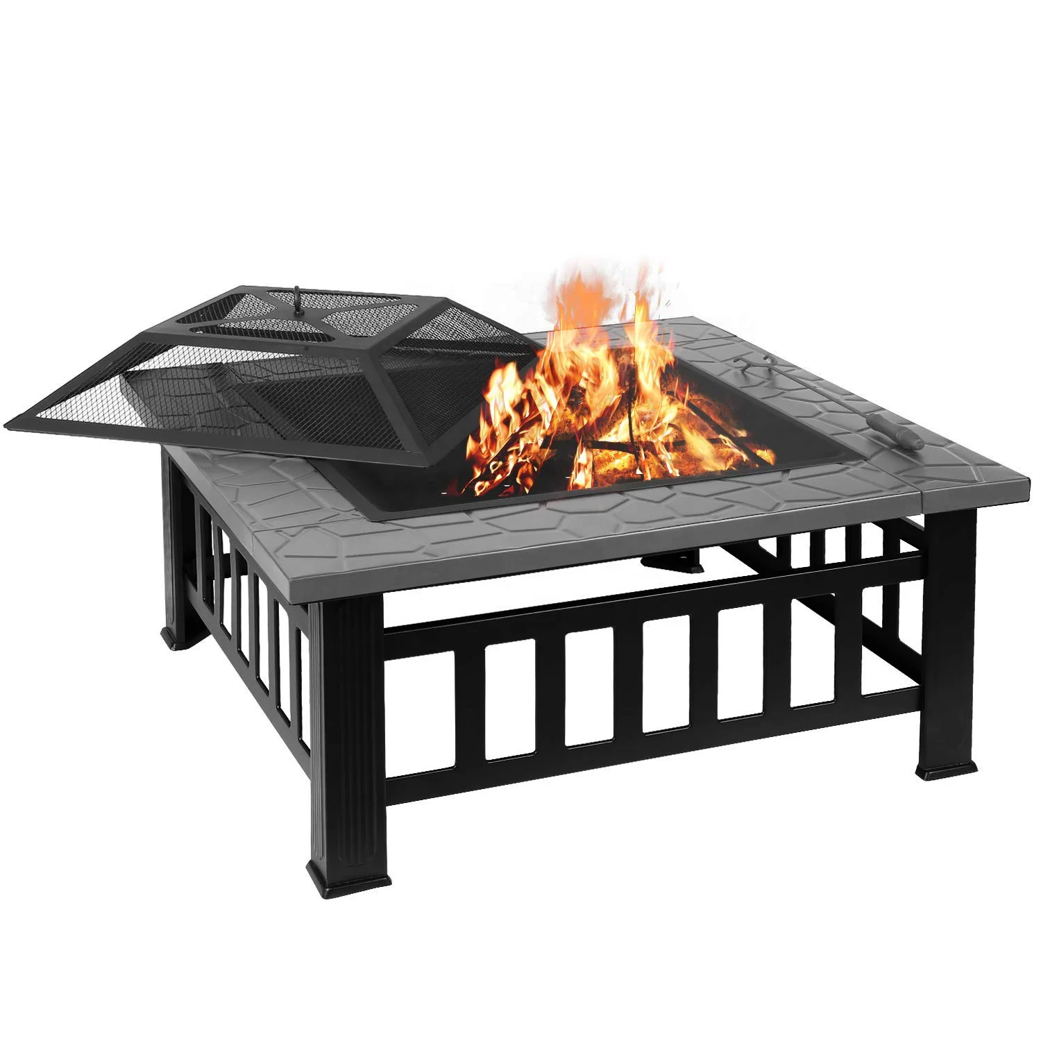 

2021 Hot Selling Design 32 Inch Grey Outdoor Backyard Patio Garden Metal Table BBQ Wood Fired Fire Pits
