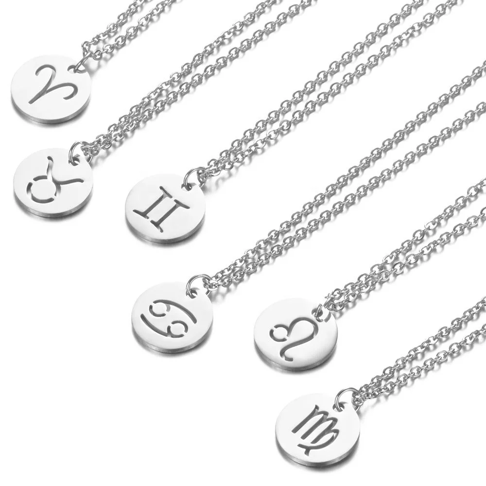 

New Fabulous 100% Stainless Steel Zodiac 12 Constellations Charm Necklace for Women Special Gift Zodiac Charm Jewelry Wholesale