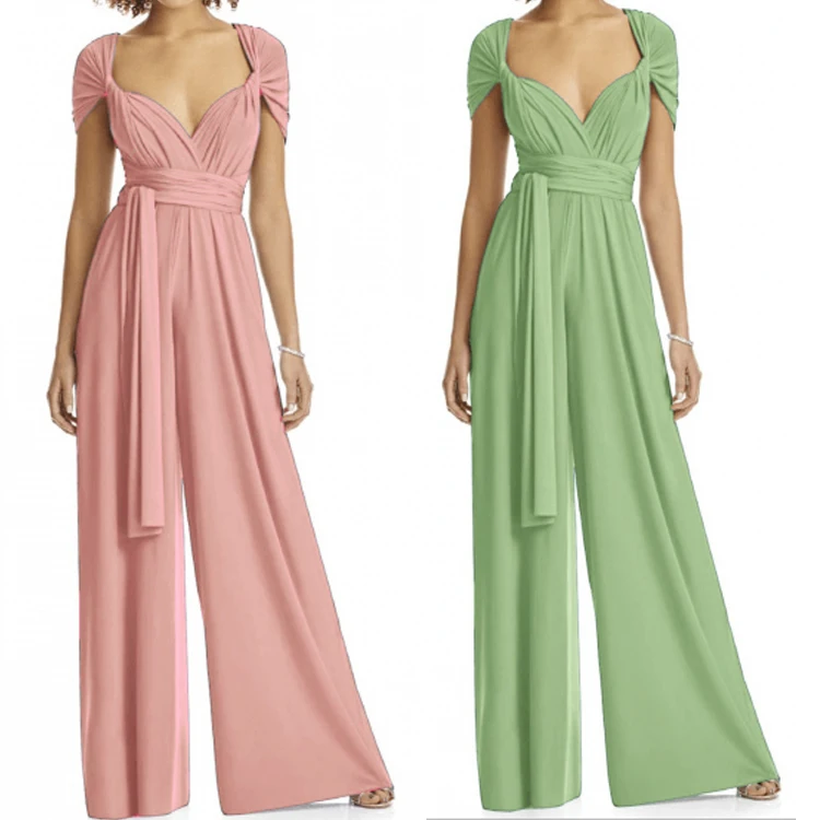 Elegant Prom Wedding Wide Leg Halter Twist Wrap Convertible Infinity