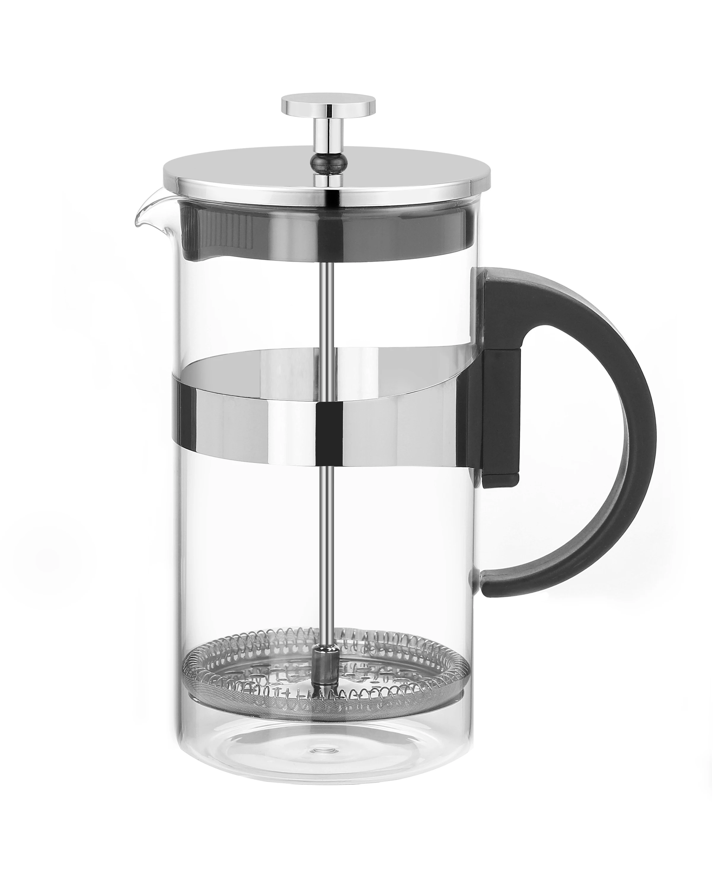 

Transparent 350ml borosilicate glass metal coffee Double walled french press