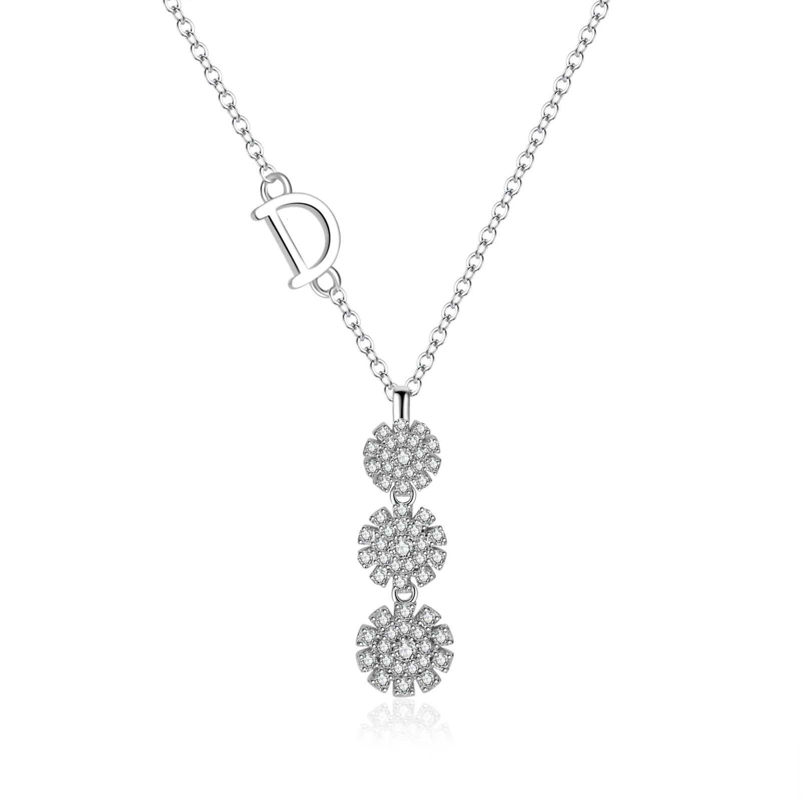 

Slovehoony 925 Sterling Silver Triple Round Diamond Cluster Pendant Zircon Necklace New Product Ideas 2023