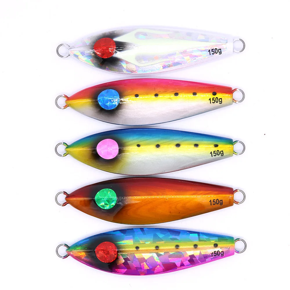 

Luminous Slow Jigging Lure 120g 150g 200g Fishing Tackle Blade Baits Hard Lures Lead Metal Jig, 5colors