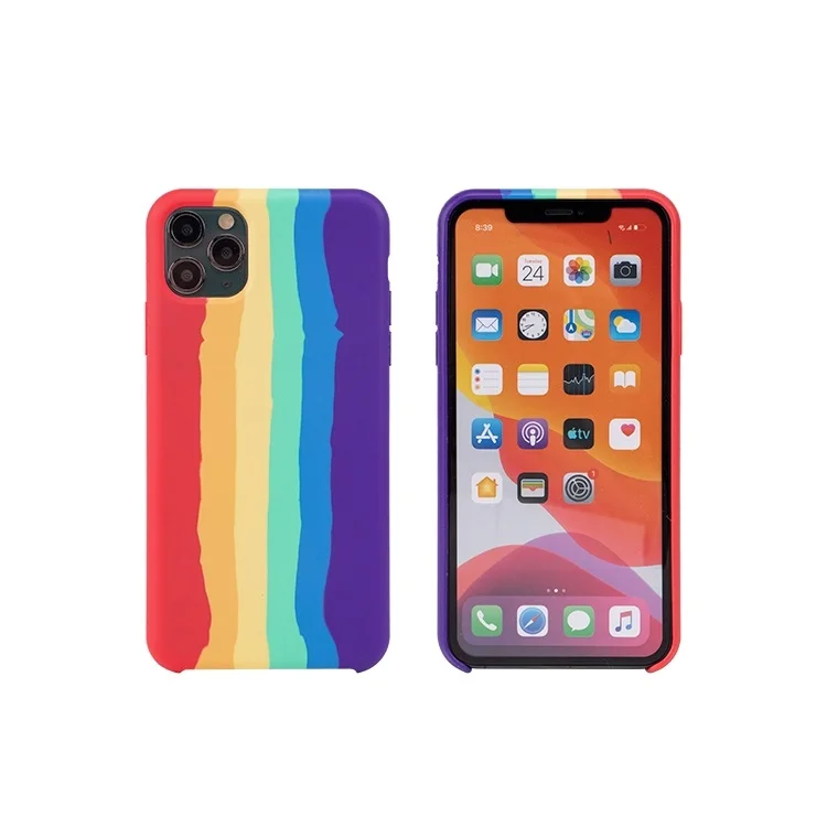 

For iPhone 12 Silicone Case Upgraded Colorful Rainbow Silicone Phone Case For iPhone 12 Pro Max, Rainbow color