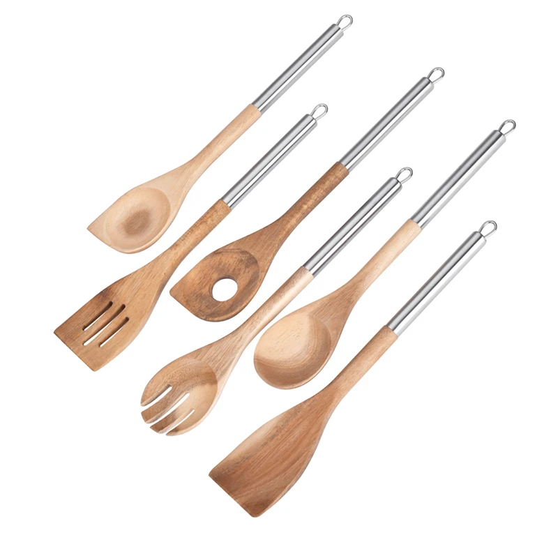 

2021 Food Grade wooden and stainless steel cooking utensil sets cooking tools