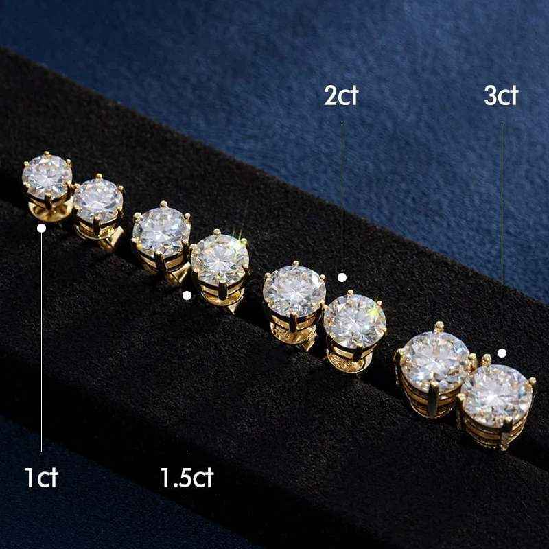 

Dropshipping moissanite earrings14K gold plated S925 VVS GRA certificate moissanite solitaire diamond stud earrings screw back
