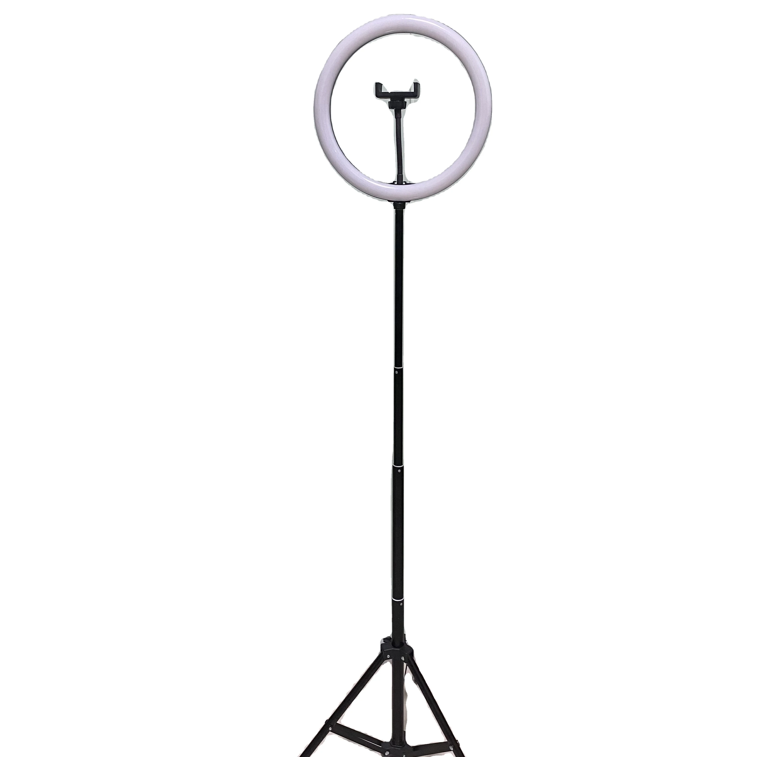 

12 Inch Led Wheel Flood Lighting Photography Studio Tripod Stand Phone Holder For Youtube Video With Fill Ring Light, Black