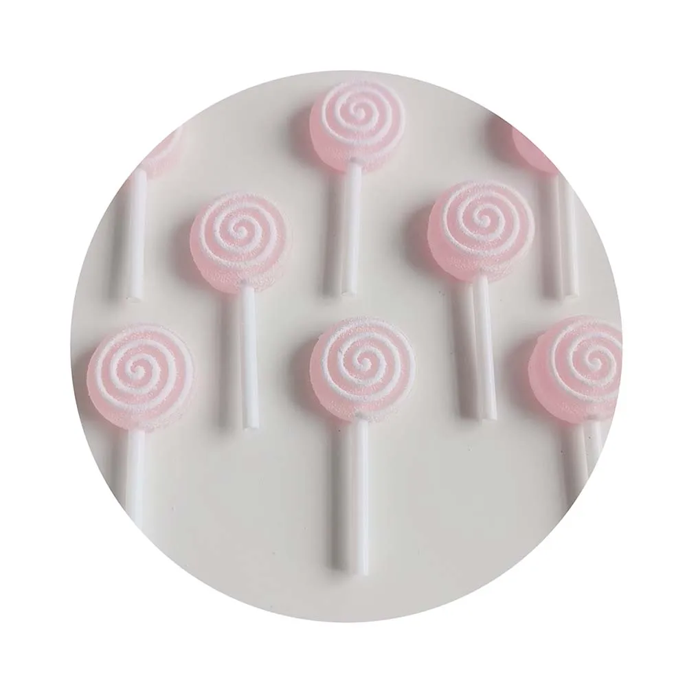 100Pcs/Lot 21*50MM Assorted Pastel Color Swirl Lollipop Candy Flatback Resin Cabochons for DIY Crafts Scrapbooking Decoration