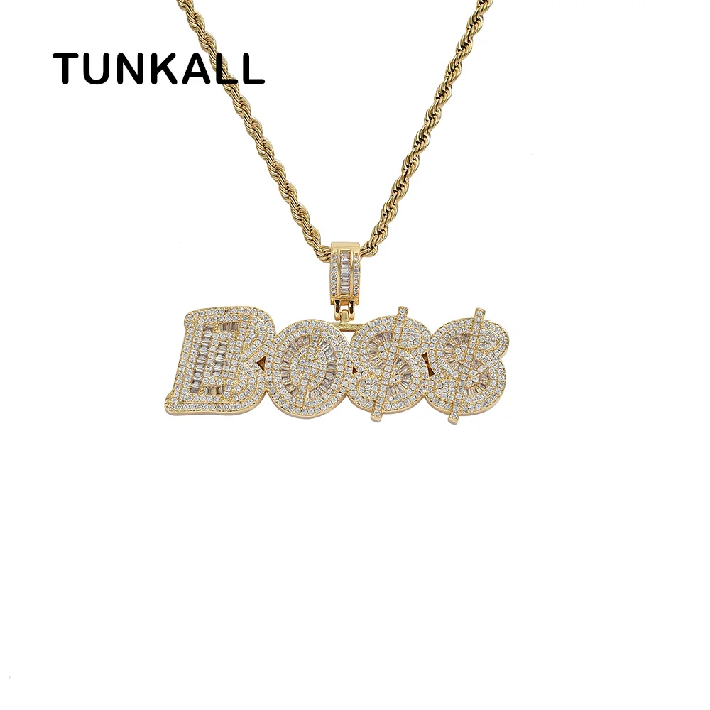 

CN328 Letters Pendant Bling bling Brass Micro pave with CZ stones Necklace Hip Hop jewelry for men and women