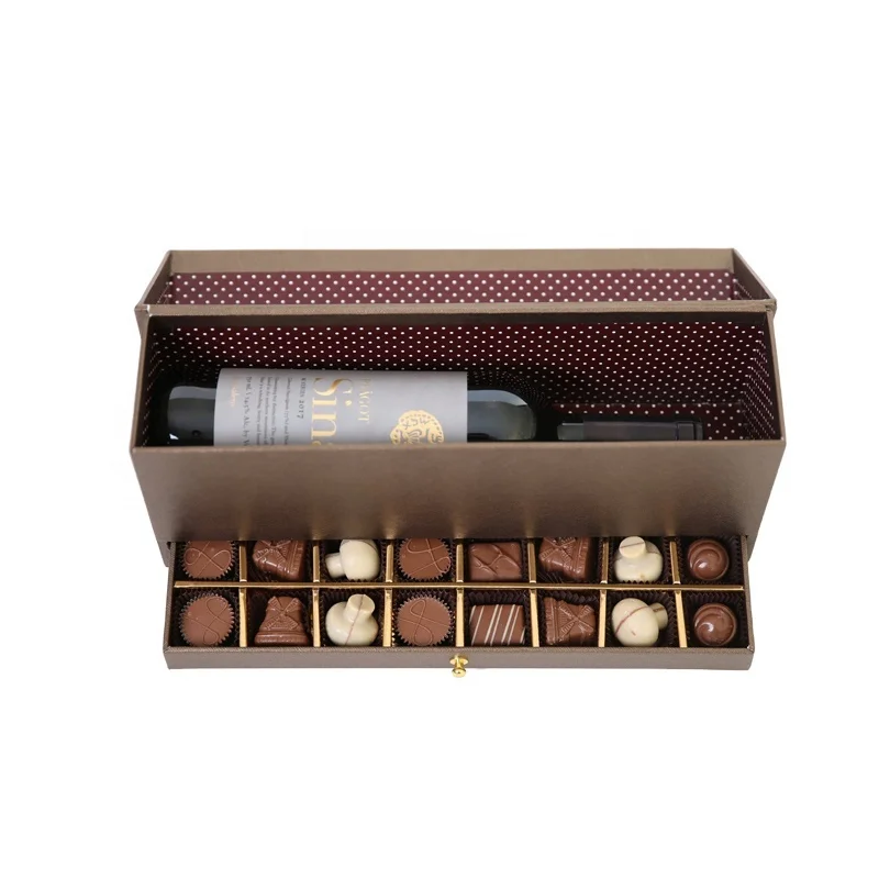 

rigid cardboard paper New Design luxury Special Custom Logo personalized Wine Bottle Cardboard gift Box With Chocolate Box