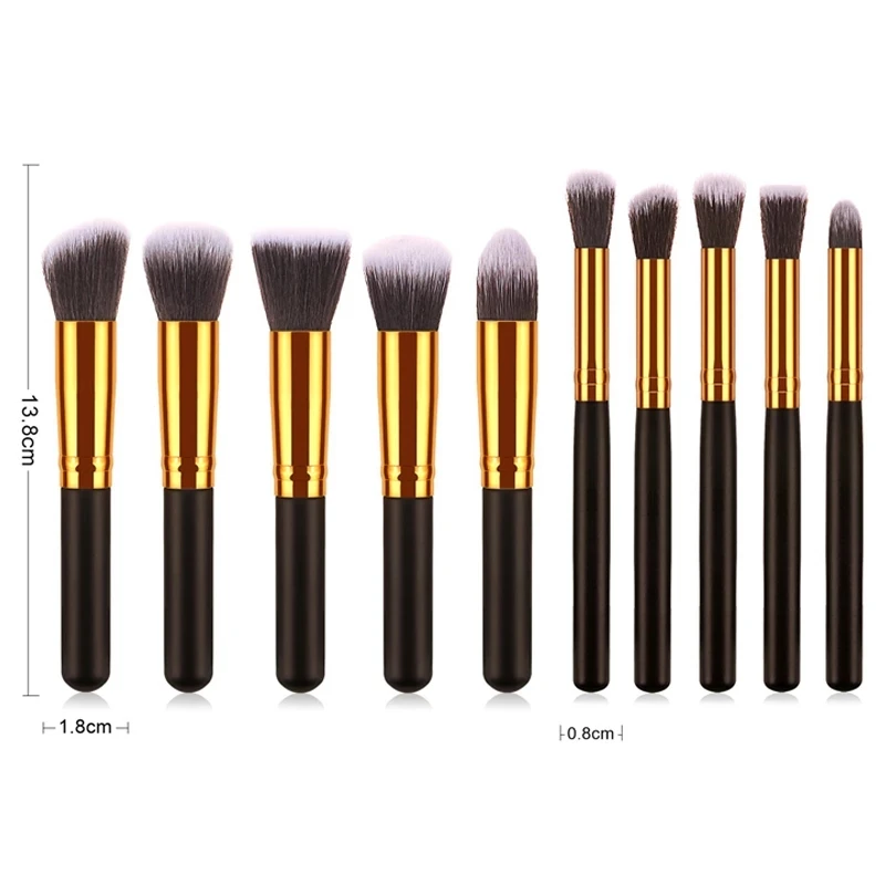 

New Arrive 10 Pcs Synthetic Kabuki Makeup Brush Set Cosmetics Foundation Blending Blush Makeup Tool custom logo, Customized color