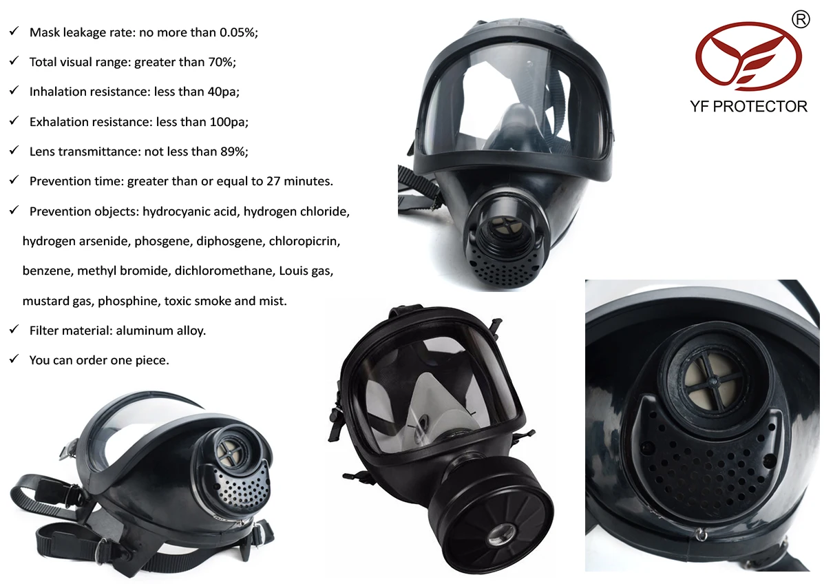 Single Canister Full Face Gas Mask Safety Full Face Military Gas Mask ...