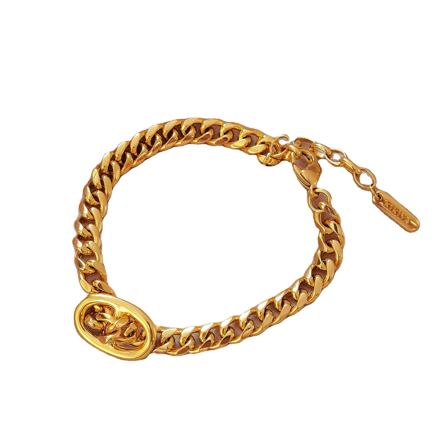 

Hyacinth Metal Bracelets Link Chain Luxury Gold Pure Metal Simple Style Copper Bangles