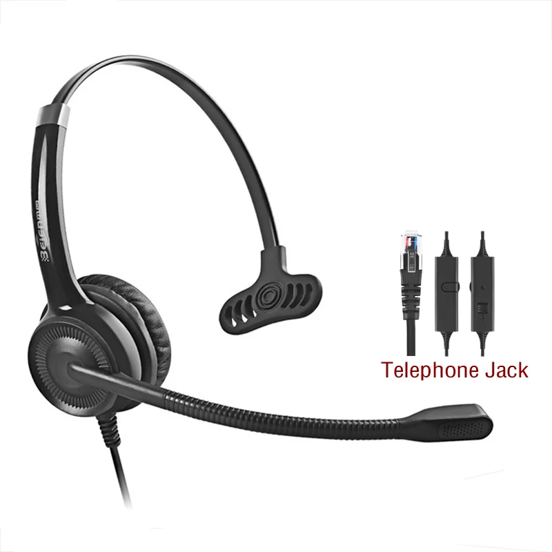 

Professional Monaural Call Center Telephone Headset RJ11 & USB With Noise Cancelling Mic And Volume Control For Voip Ip Phone