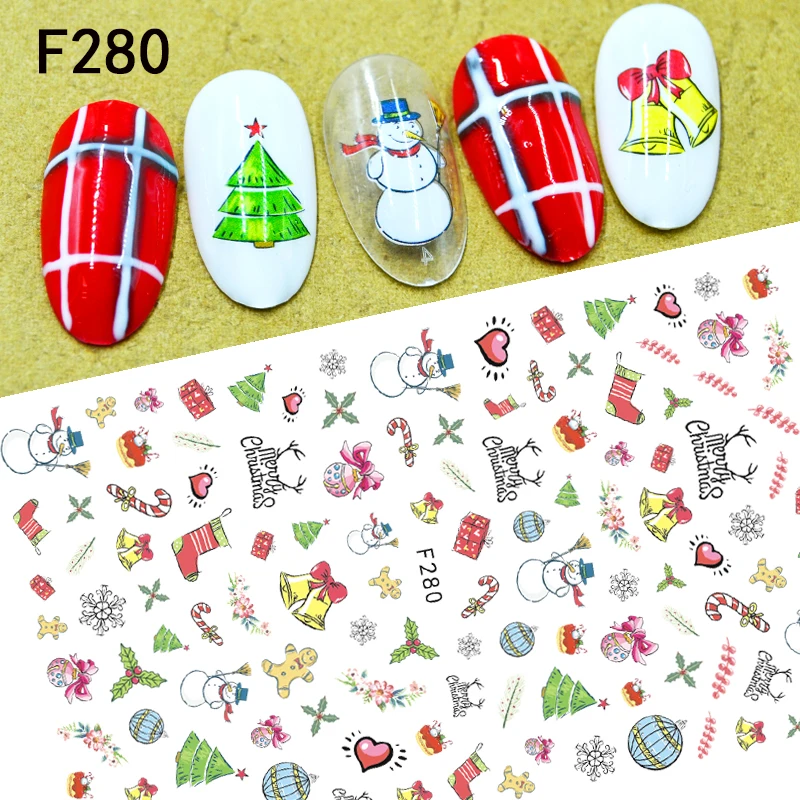 

QS 5D Embossed Nail Art Decals Nail Christmas Stickers for Nail Decoration, 54 types of color