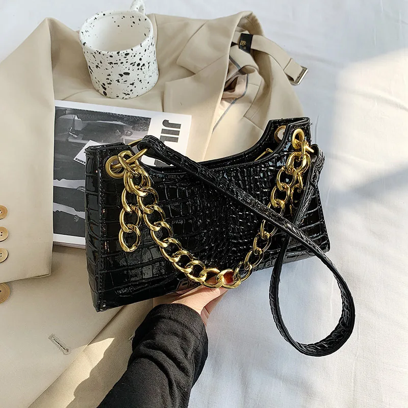 

Alligator PU Leather Bag Vintage Famous Brand Handbag Women Handbags and Purses, White,green,black,coffee