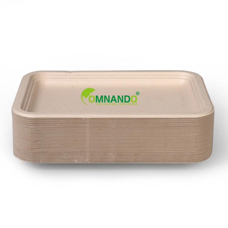 

Disposable tableware sugarcane rectangle plate service tray