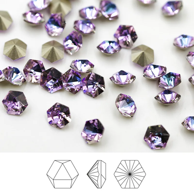 

Paso Sico Wholesale Hexagon kaleidoscope 6mm 10mm Bulk Nail Art Supplies K9 Glass Diamond Stone