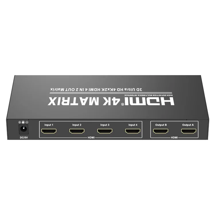 

4K*2K HDMI Matrix 4x2 with Remote Control 4 In 2 out HDMI Switch Switcher Splitter for XBOX DVD PS3 PS4 Projector, Black