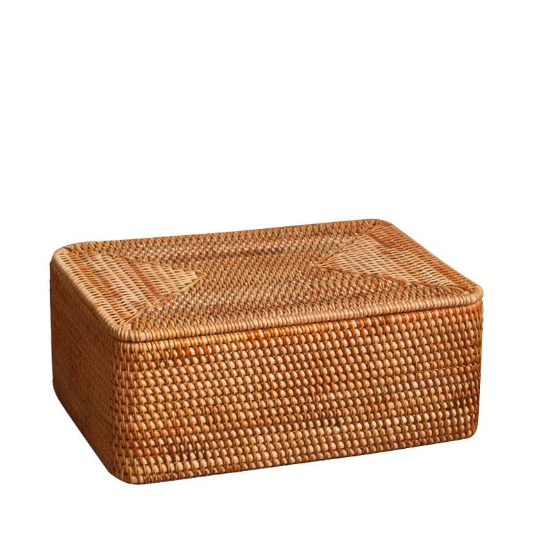 

Rattan woven fruit bread storage bulk environmental protection wooden rectangular laundry basket with lid for hotel