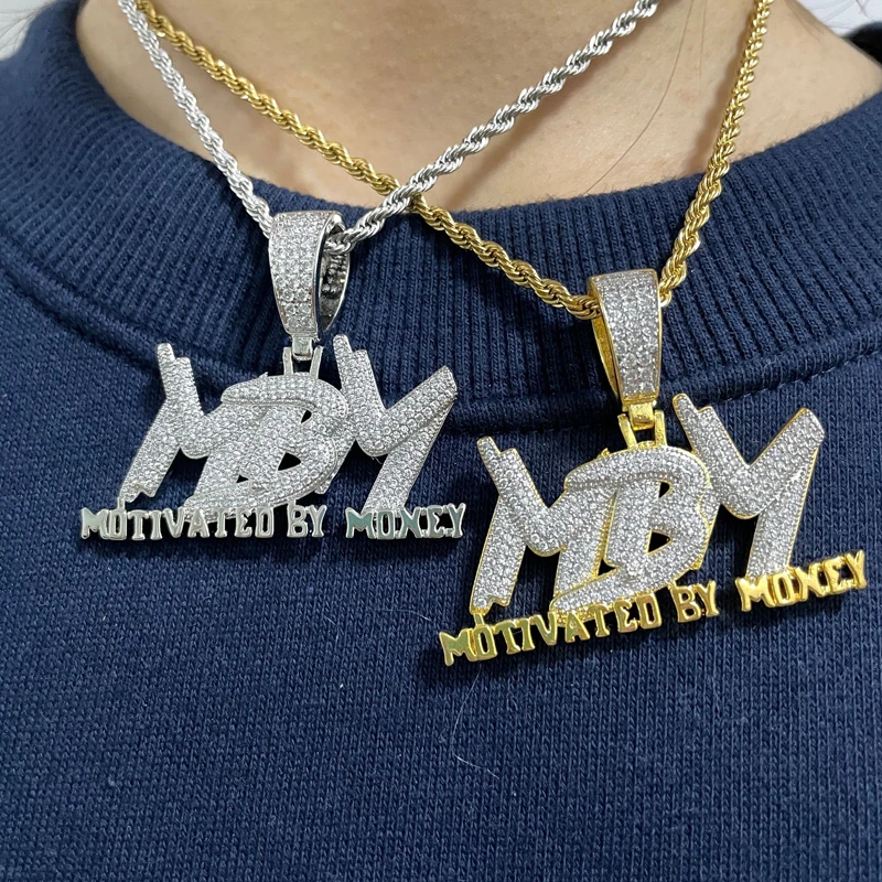 

New Motivation By Money Statement Pendant Gold Chain Stainless Steel Necklace Trendy Fashion Jewelry Unisex Wholesale Gifts