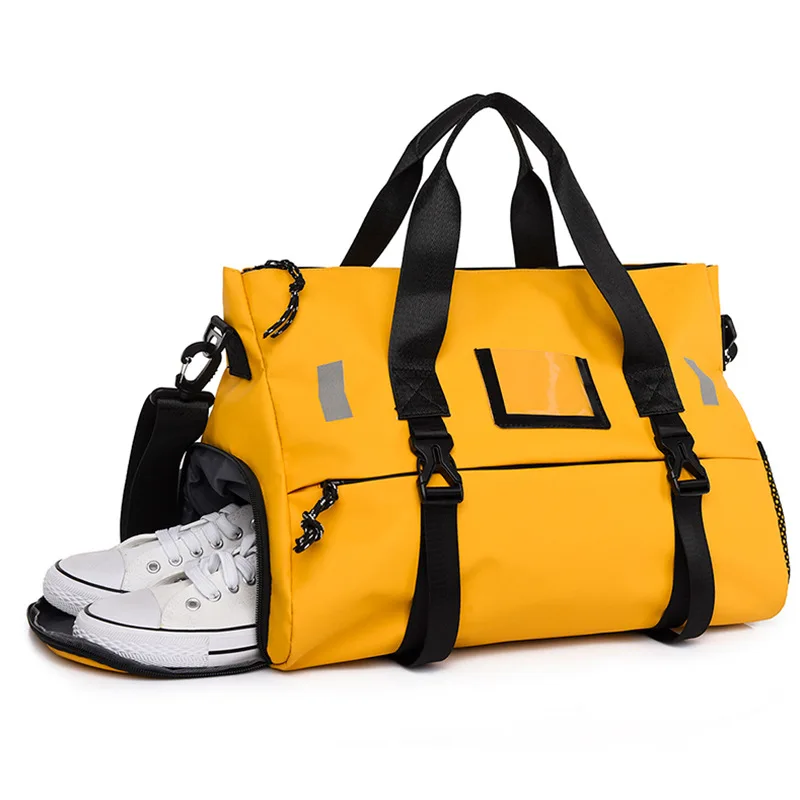 

women fitness gym sport duffle bag with shoes compartment travel weekend sports duffel bags waterproof gym duffel bag, Yellow, pink black, gray , or custom other colors