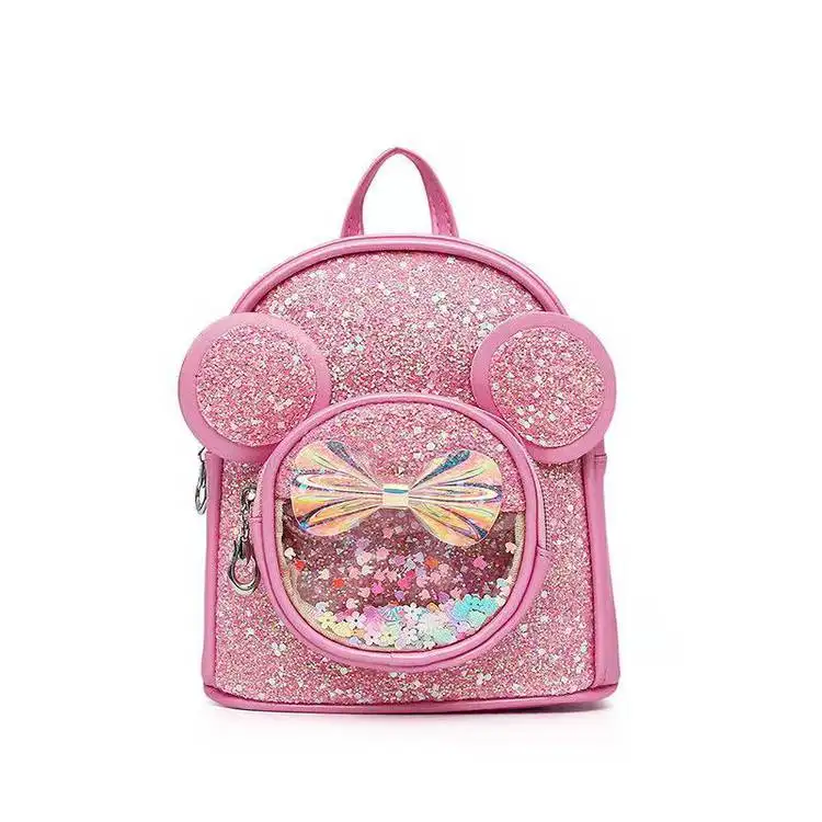 

New Cute Cartoon Print Glitter Bling Sequin Kids Backpack Children School Bags For Little Girls, Customized color