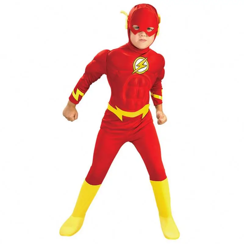 

MKMN The Flash Kids Costumes Muscle Cosplay Comic Fantasia Halloween Outfit Fancy Dress For Child Kids