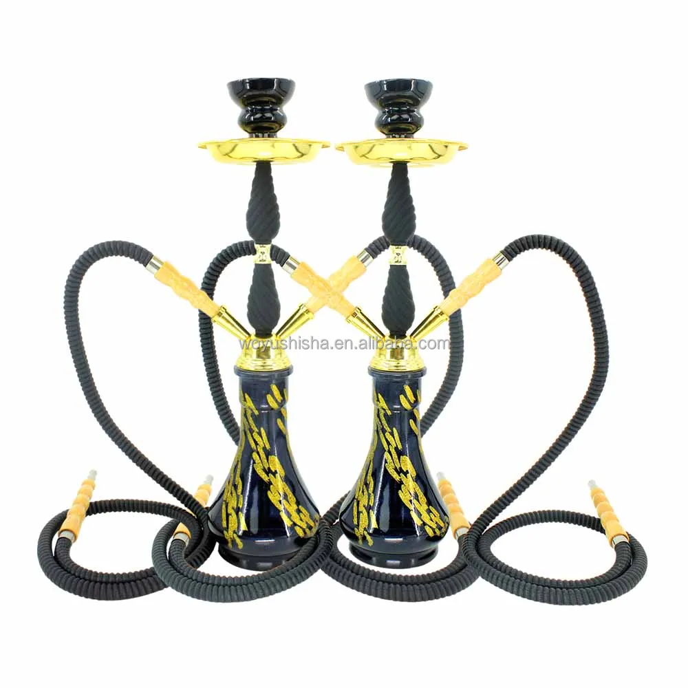

New smoking shisha 1/2 hoses black hookah glass