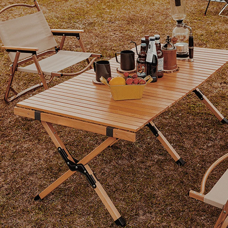 

Outdoor bbq picnic portable 60x45cm folding wooden roll up camping table