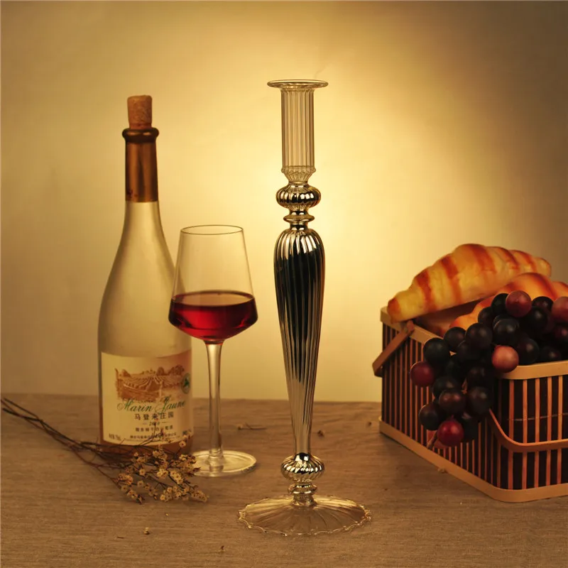 Wholesales glass candlestick borosilicate candle hoder home decoration