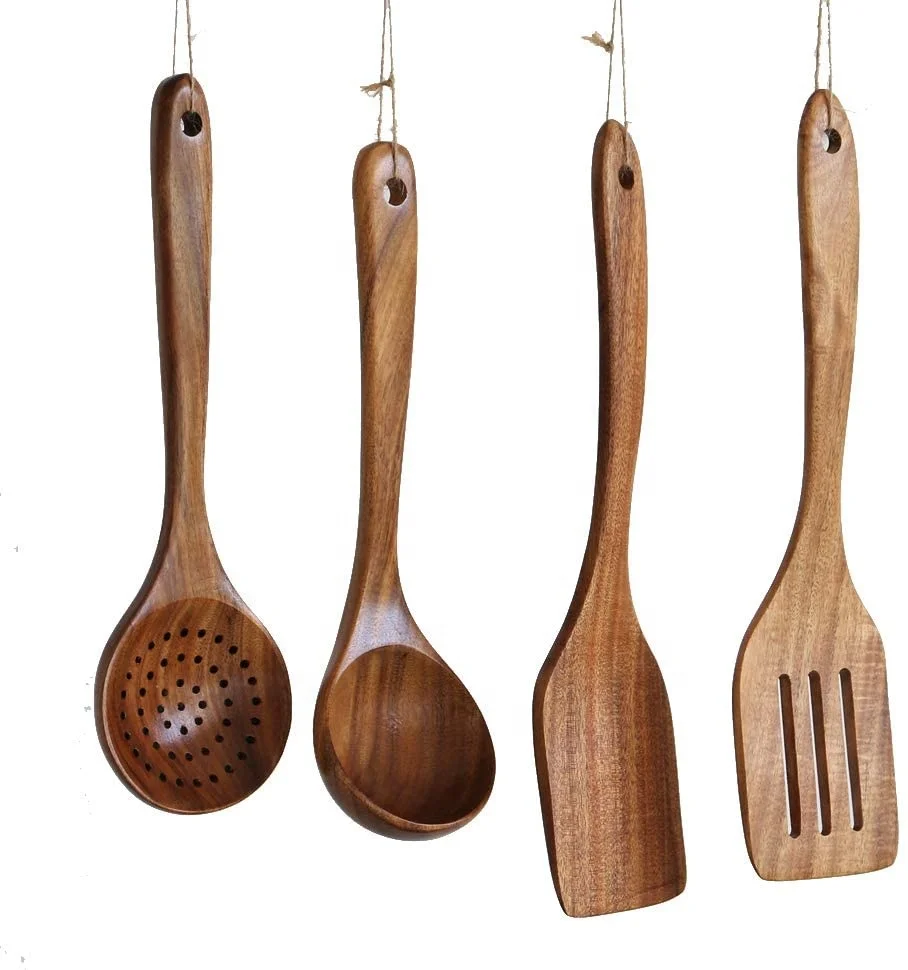 

Natural Take Wood Kitchen Utensils Set - Nonstick Hard Wooden Spatula and Wooden Spoons