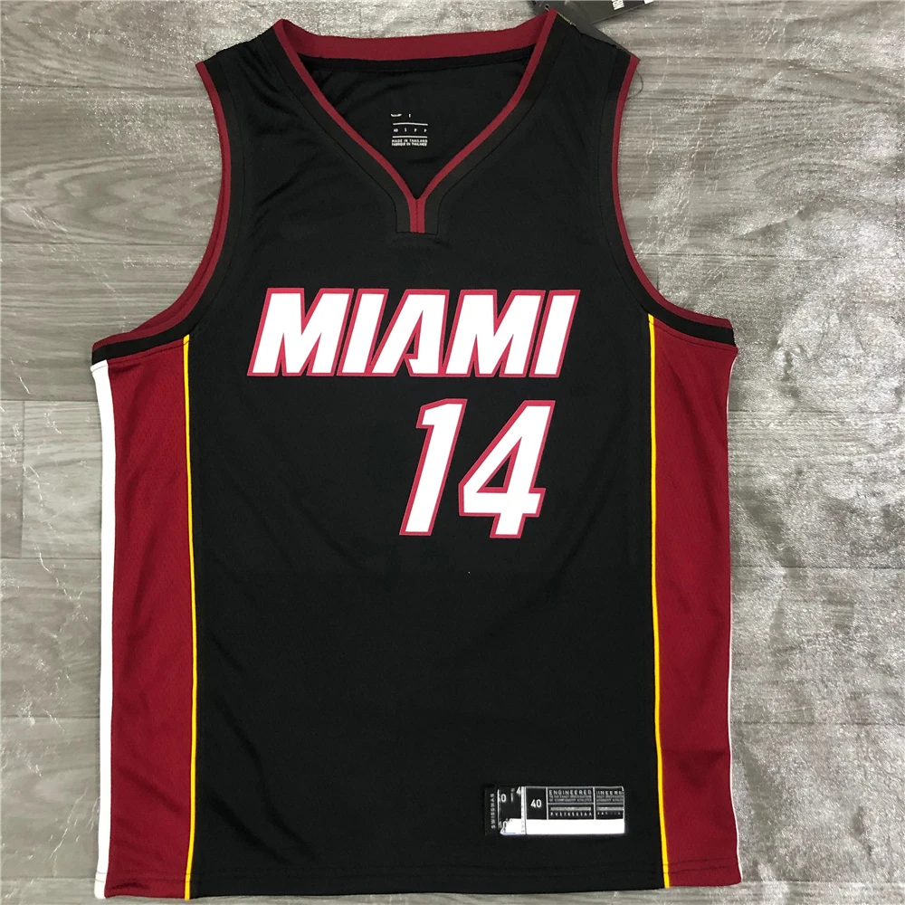 

2021 Heat Press Men's Miami Black Jersey Jimmy Butler #22 Herro # 14 #13 Wade #3 Singlets Basketball Uniform Custom Name, As picture