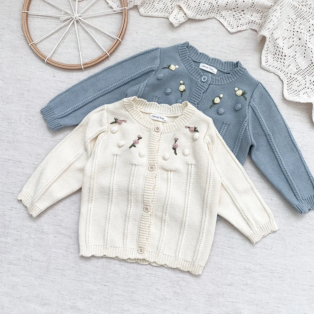 

fall toddler baby girls' sweaters for girl cardigan knitted smocked hand made children's clothing boutiques 803AS21323
