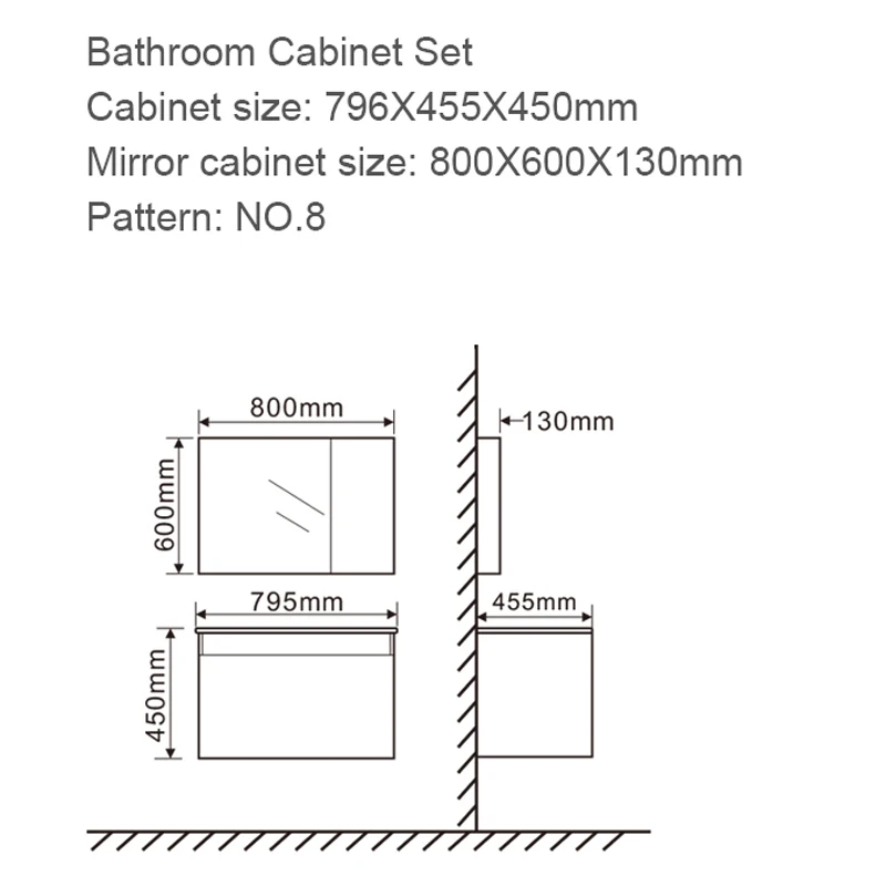 Top quality pvc white square shape bathroom graphic design customized cabinet
