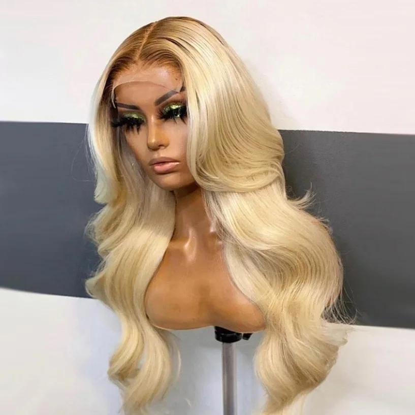 

Ready to ship root black color 1b/613 ombre blonde silk top full lace wigs human hair brazilian